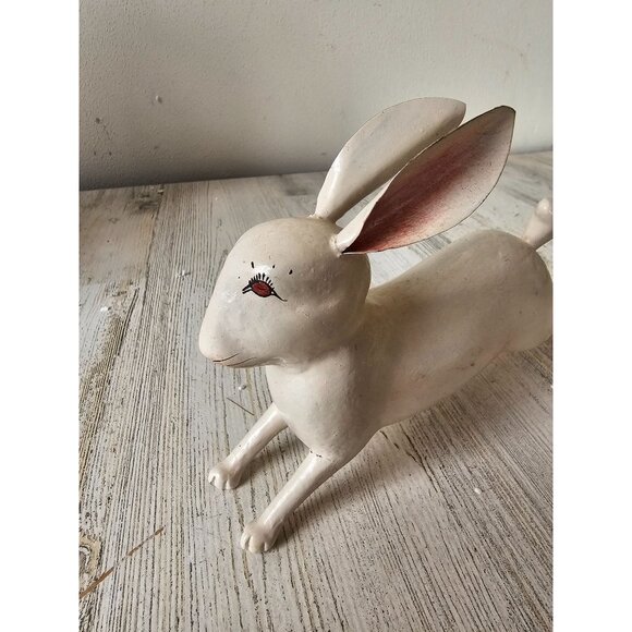 Vintage paper mache rabbit Easter Bunny decor statue figurine - Picture 2 of 10
